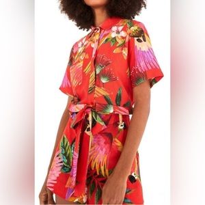 FarmRio Macaw Linen Jumpsuit - S - circa 2020